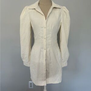 PrettyLittleThing Cream Ribbed Dress